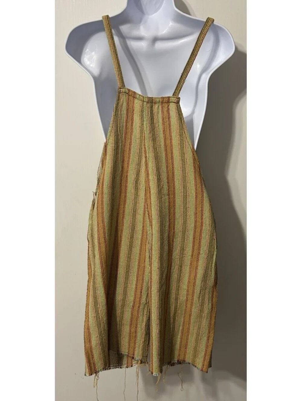 Shorts Jumper Made In Mexico Adjustable Tie Straps Pockets  Multi color raw edge